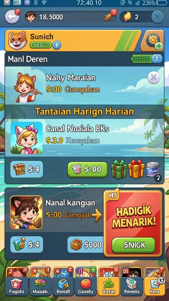 Fitur bonus harian untuk meningkatkan pengalaman bermain.