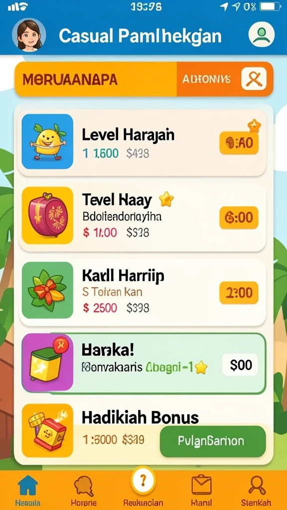 Menunjukkan menu pilihan mode permainan yang beragam.
